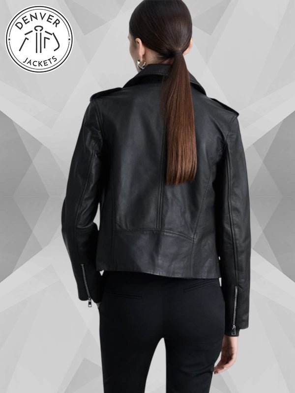 Black Leather Biker Jacket Mango