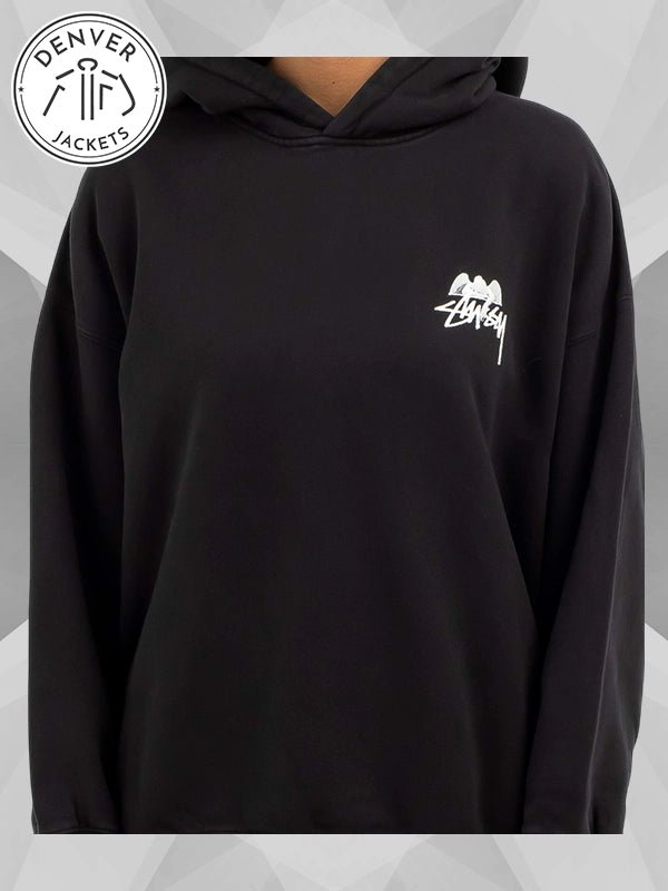Black Oversized Stussy Angel Hoodie