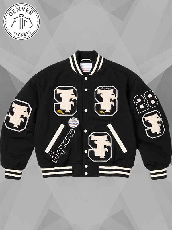 Black Supreme Drill Team Varsity Jacket Men s