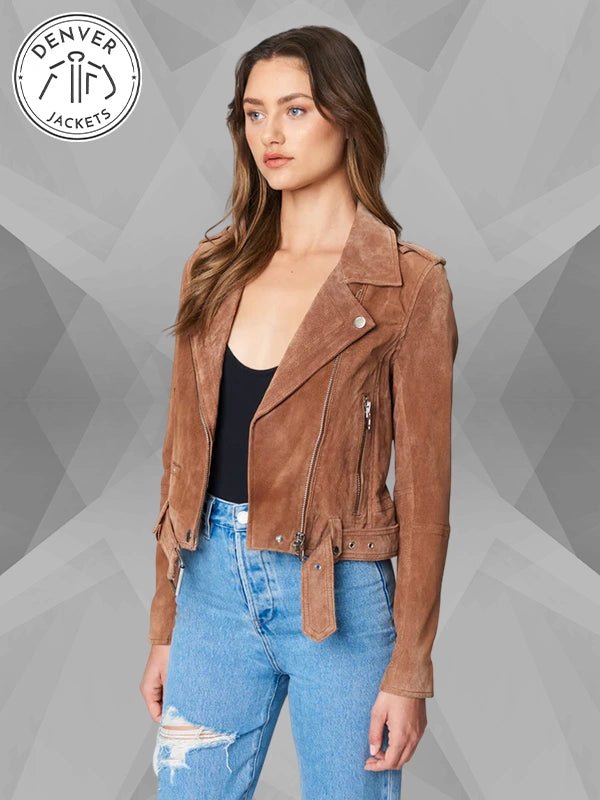 Blank NYC Suede Leather Jacket Brown