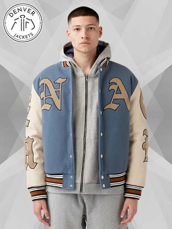Blue God Willing Varsity Jacket Menace