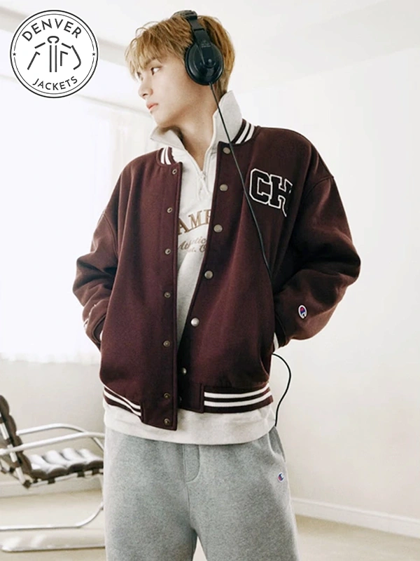 Champion x BTS Taehyung Brown Varsity Jacket