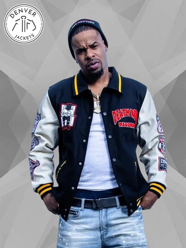 Death Row Records Patched Varsity Black Jacket