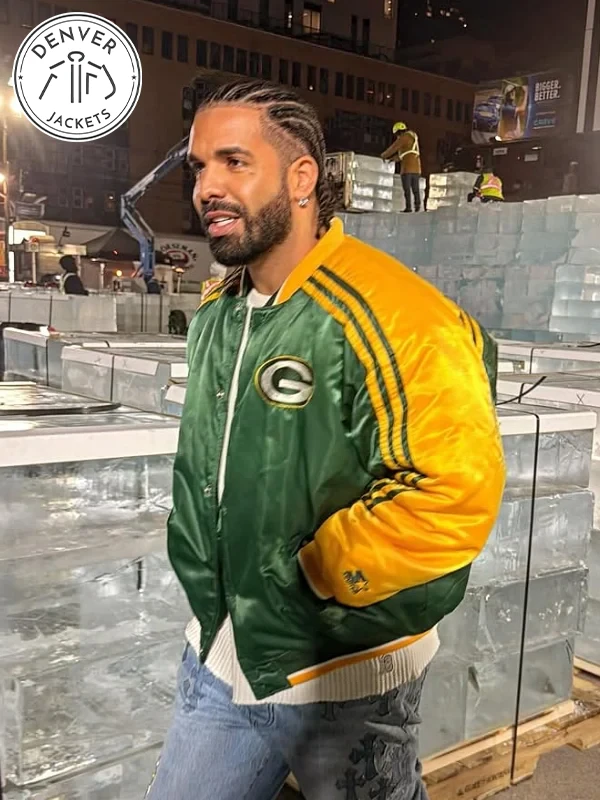 Drake Packers Starter Jacket Green And Yellow