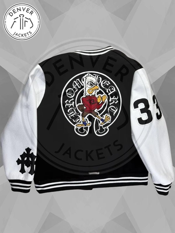 Eagle Patch Chrome Hearts Varsity Jacket Black