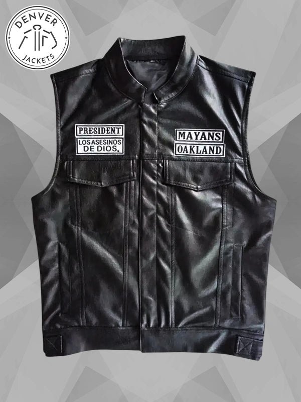 Ezekiel EZ Reyes Mayans M C TV Series Black Leather Vest