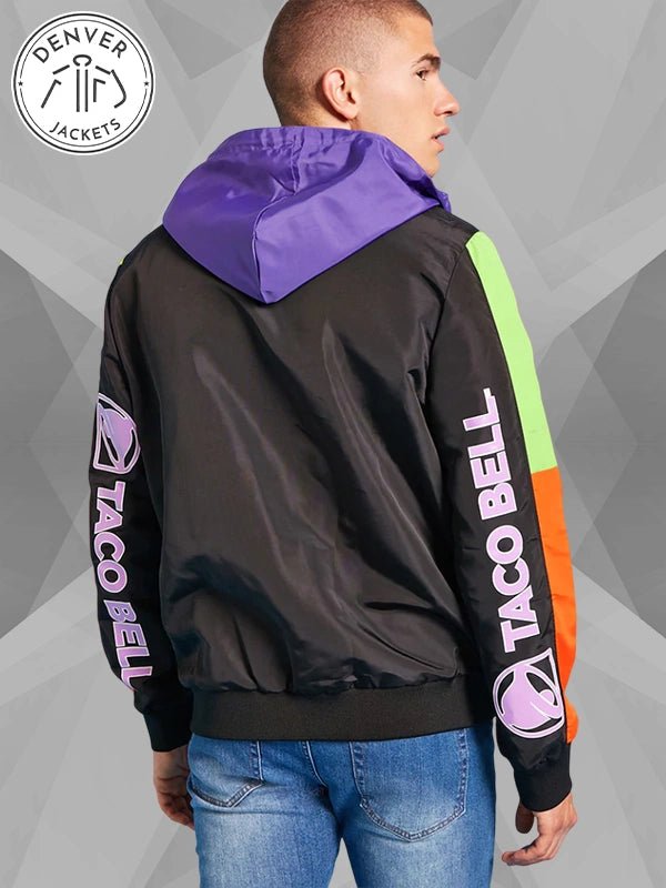 Forever 21 Taco Bell Jacket Black Hooded Windbreaker