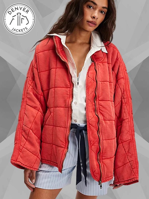 Free People Quilted Jacket Red