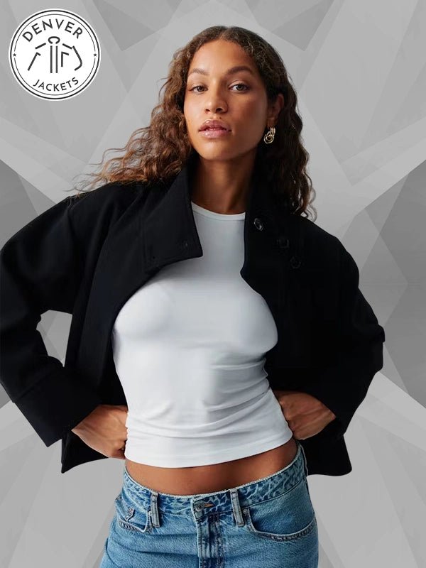 Gina Tricot Short Felt Jacket Black