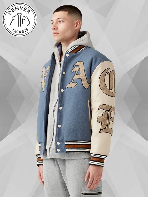 God Willing Blue Varsity Jacket Menace