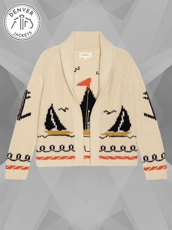 Great Horse Sailboat Lodge Beigr cardigan