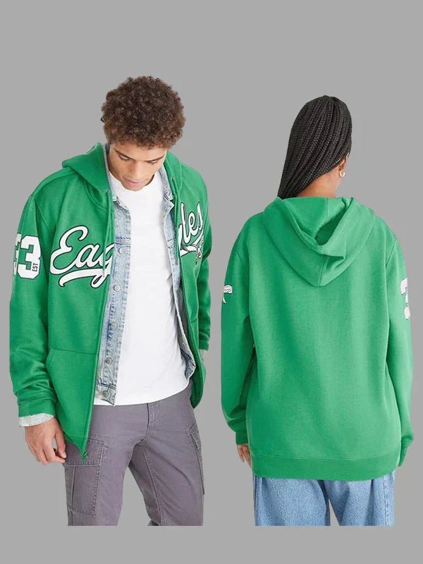 Green Aeropostale Eagles Script Full Zip Hoodie