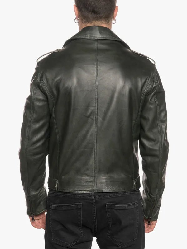 Green Three Pockets Mens Jacket With Belted