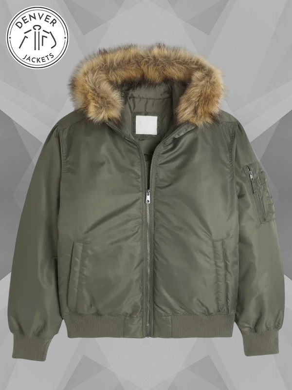 Hollister Faux Fur Hooded Bomber Jacket