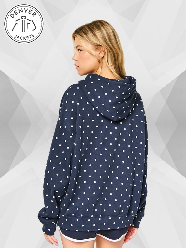 Hollister Feel Good Oversized Dot Hoodie Blue