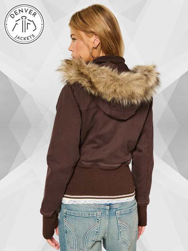 Hollister Women's Peyton Twill Brown Jacket