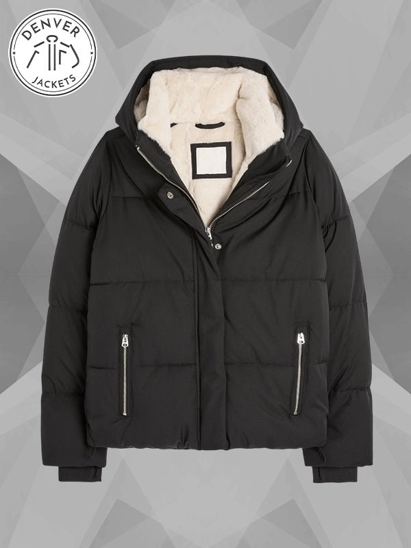 Hollister Faux Fur Lined All Weather Puffer Jacket Black