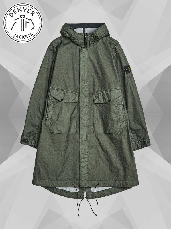 Jason Statham Stone Island Membrana Fishtail Green Coat