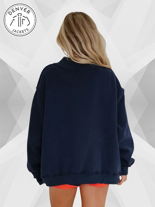 Jesus Mock Neck Navy Sweatshirt