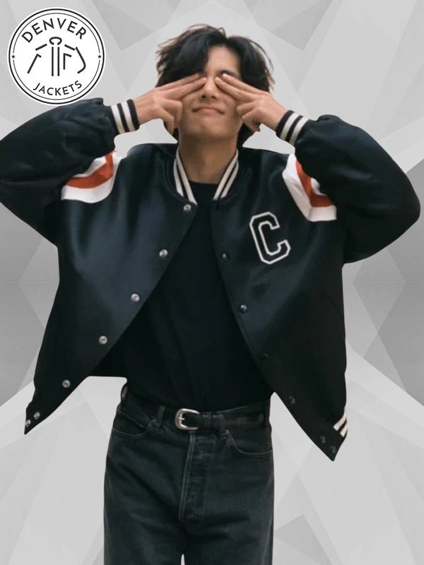 Kim Tae Hyung Celine Black Varsity Jacket