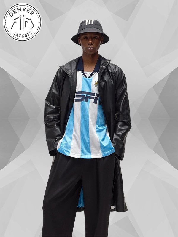 Kith For Adidas Football Stadium Black Leather Coat