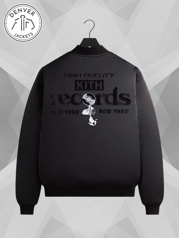 Kith x Peanuts Satin Bomber Jacket Black