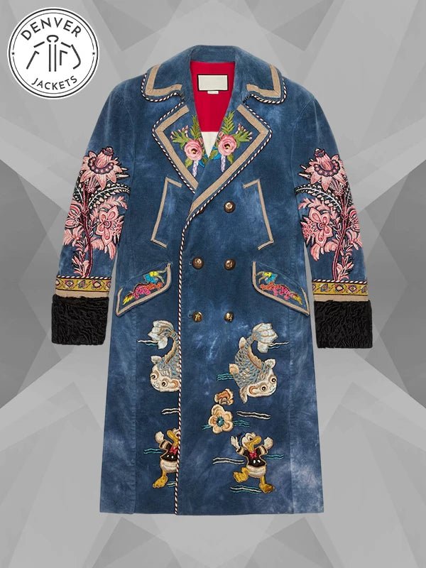 Kwon Ji yong G Dragon Gucci Blue Velvet Embroidered Coat