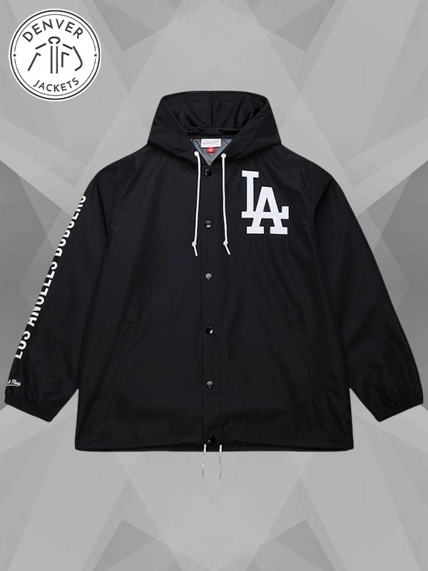 LA Dodgers Coaches Hooded Windbreaker Jacket Black