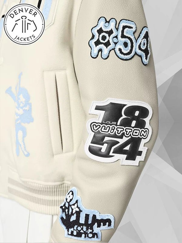 LV Bugs Bunny Multi Patches Mixed Leather Varsity Blouson Jacket