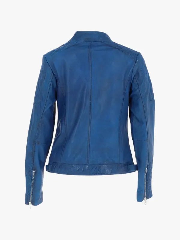 Leather Jacket Blue Biker women