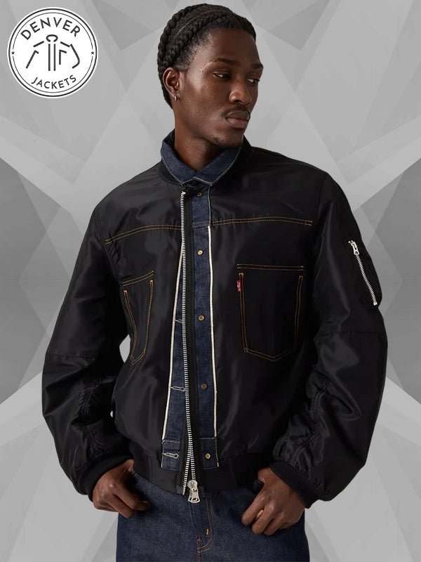 Levi s x Sacai Denim x Nylon Twill Reversible Blouson Bomber Jacket Black