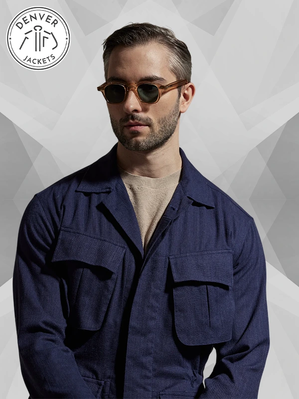 Linen Jungle Jacket Blue