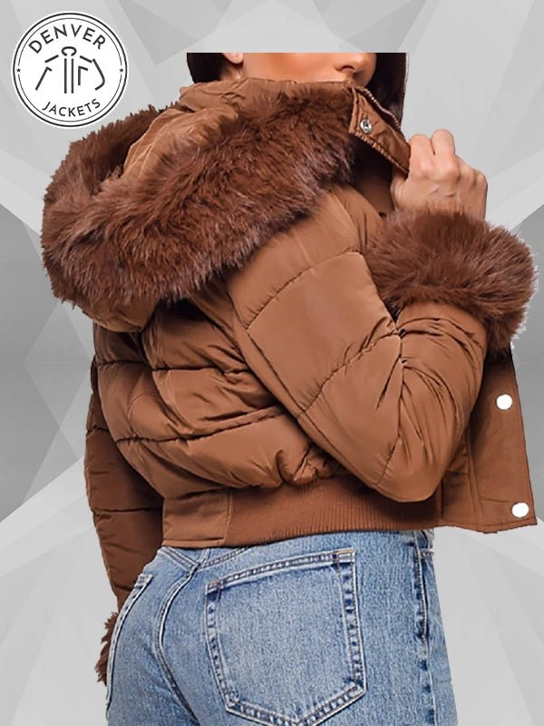 Liz Caribel Sierra Dope Thief S01 Sherry Brown Fur Trim Puffer Jacket