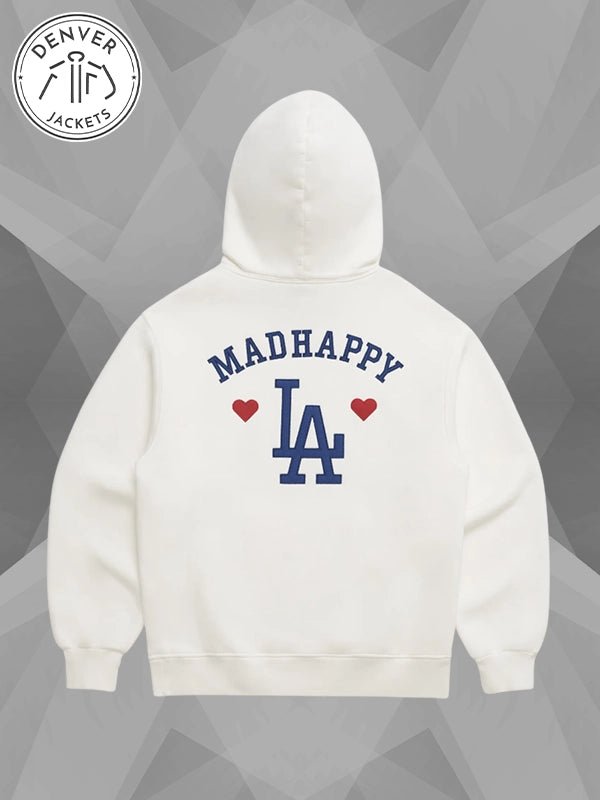 Madhappy Dodgers Heart Fleece Hoodie White