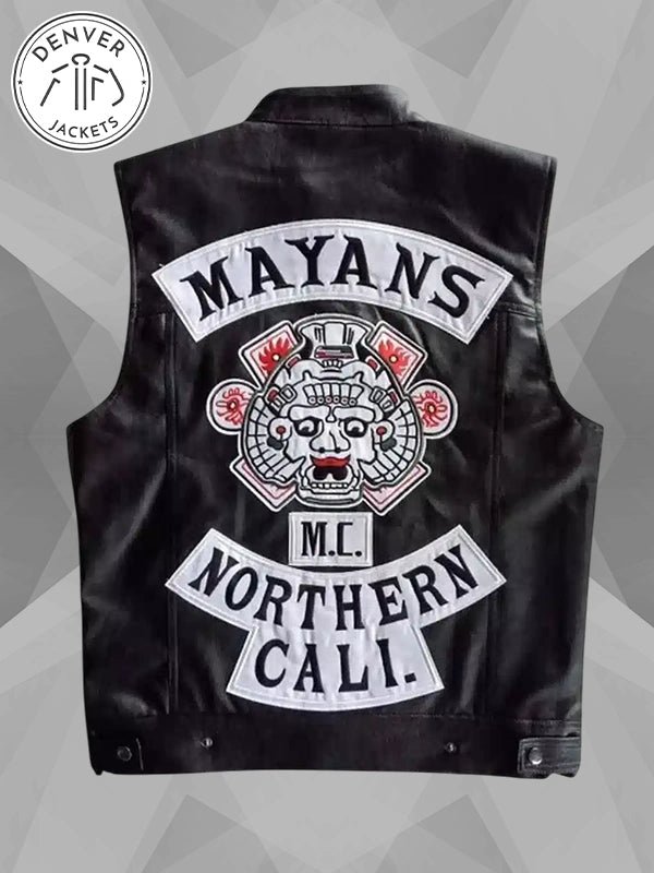 Mayans MC Ezekiel Reyes Black Leather Vest