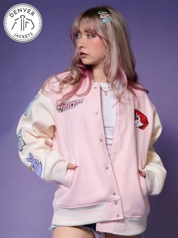 Men cakeworthy the powerpuff girls varsity jacket