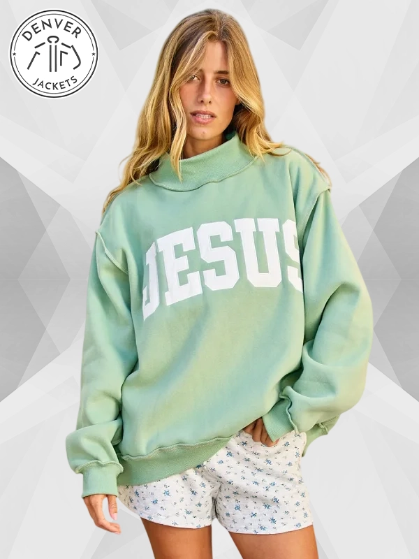 Men jesus mock neck sweatshirt