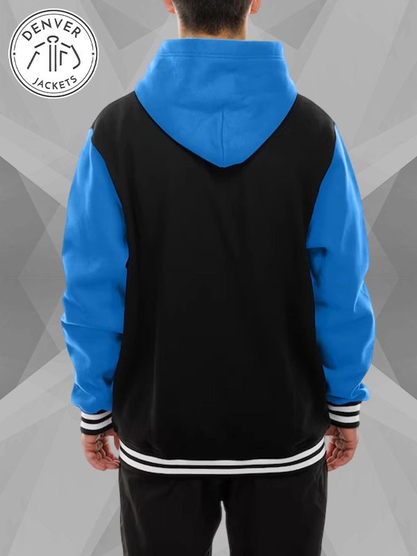 Men s Detroit Lions New Era Full Snap Fleece Hoodie Jacket Black and Blue