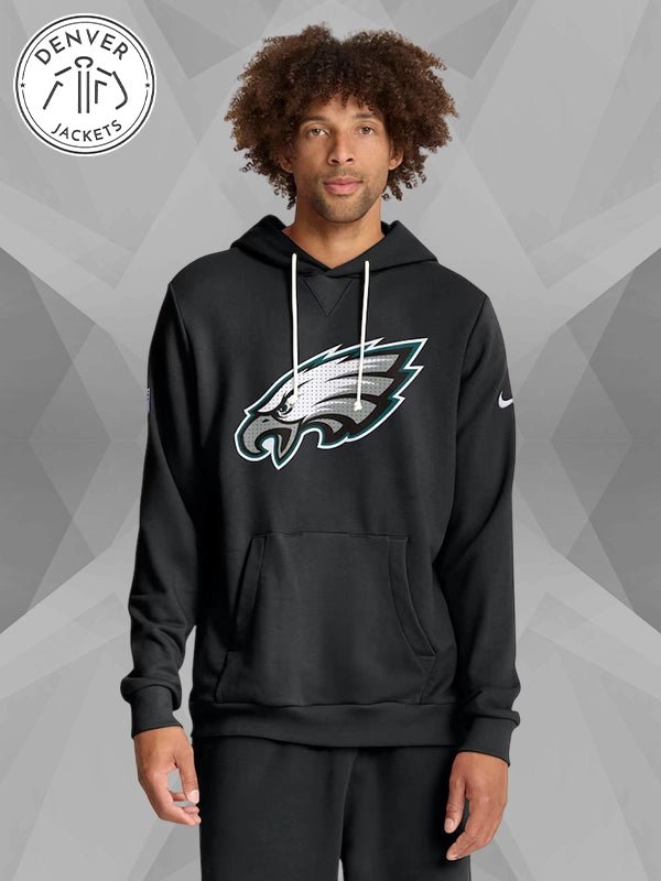 Men s Philadelphia Eagles Nike Black Sideline Standard Issue Initial Home Dri FIT Hoodie