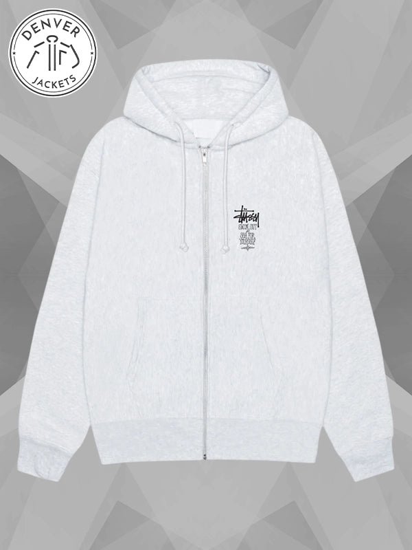 Men s Stussy Swim Out Zip Hoodie Heather Grey