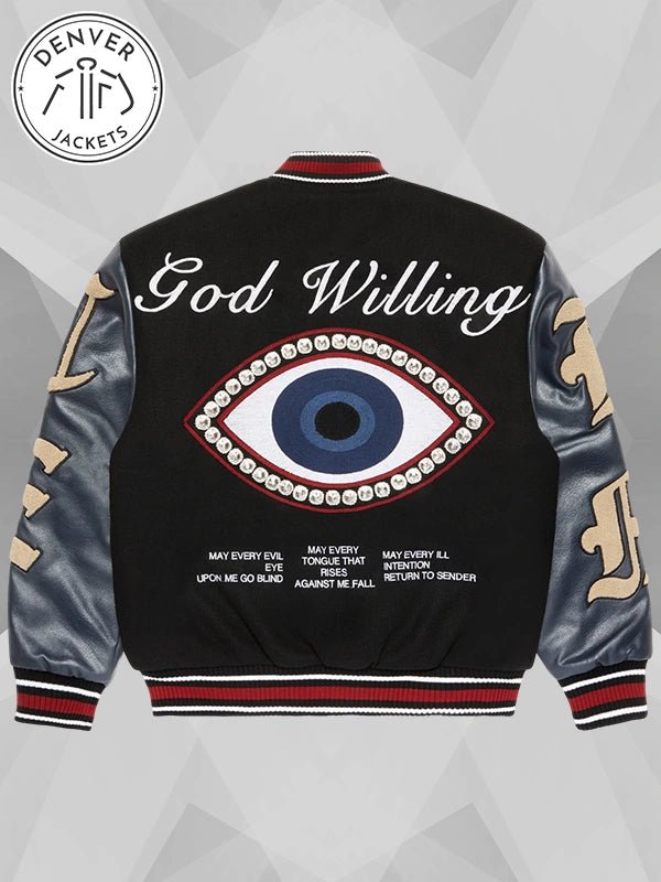 Menace God Willing Black Varsity Jacket