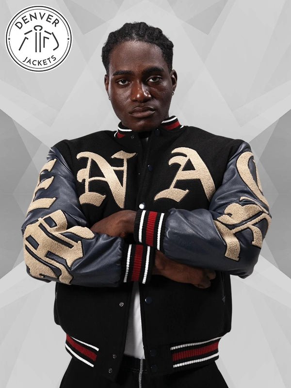 Menace God Willing Black Varsity Jacket Mens