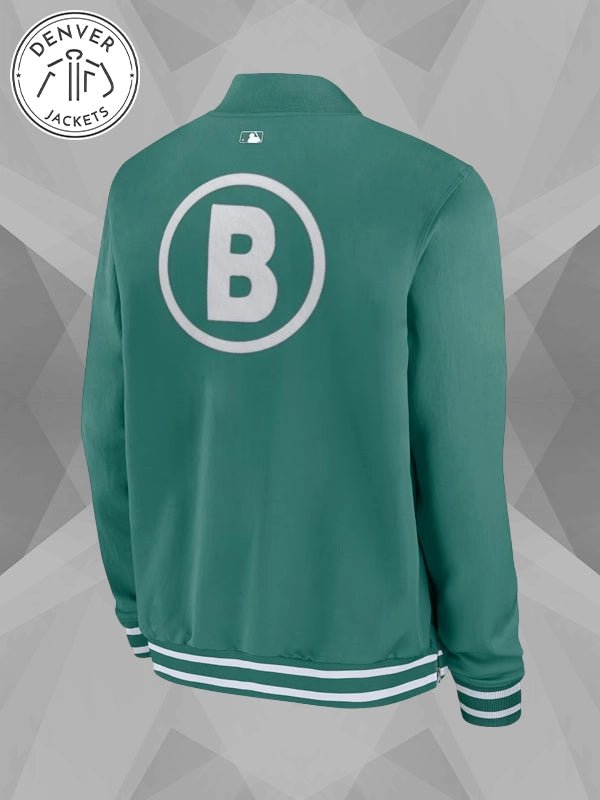 Mens Boston Red Sox Nike Green 2025 City Connect Authentic Collection Full Zip Bomber Jacket