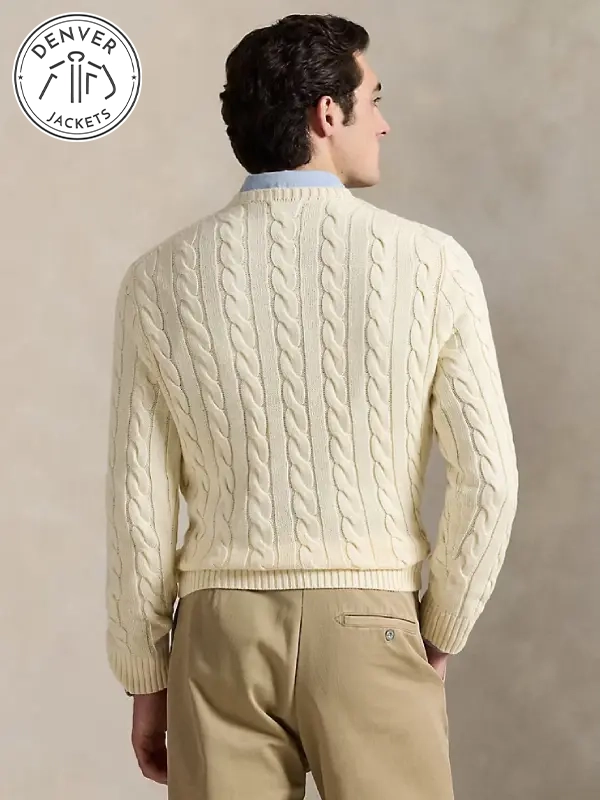 Mens Cable Knit Cotton Sweater Polo Ralph Lauren