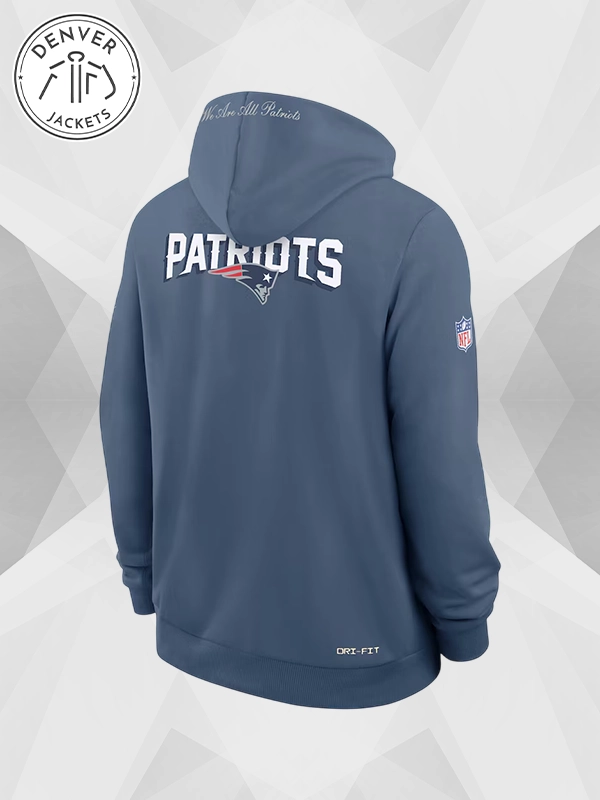 Men's Nike Storm Blue New England Patriots 2025 Rivalries Collection Standard Issue Sideline Dri-Fit Hoodie