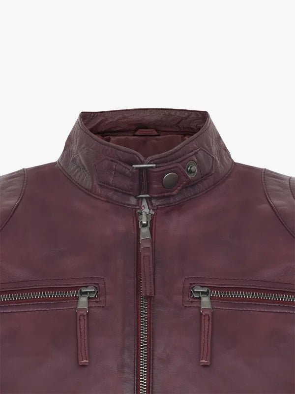 Mens Leather Biker Vintage Zipped Racing Men Jacket