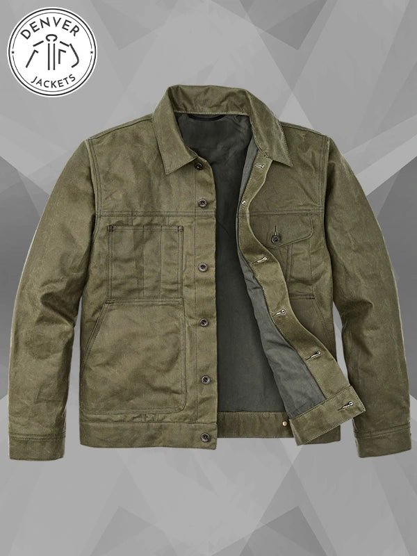 Military Green Tin Cloth Short Lined Cruiser Jacket Filson