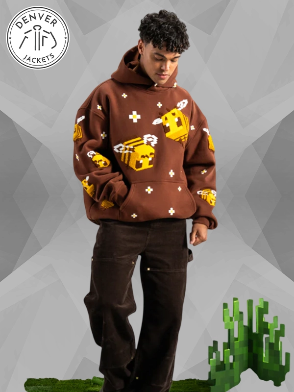 Minecraft Brown Bee Hoodie Very Cool