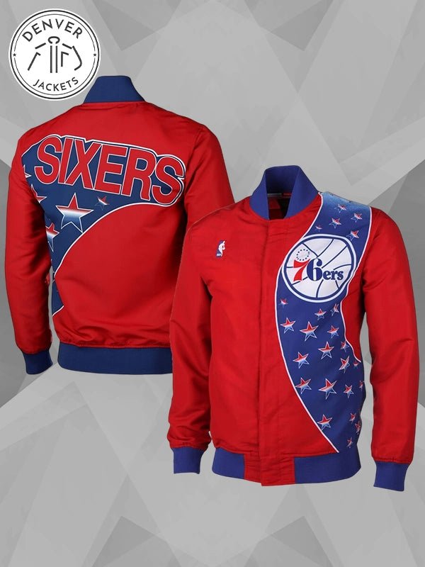 Mitchell Ness Philadelphia 76ers Warm Up Jacket Red