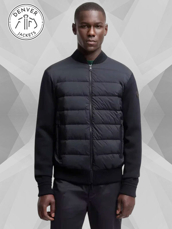 Moncler Padded Wool Zip Up Cardigan Jacket Blue